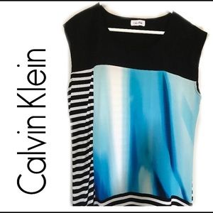 CALVIN KLEIN block color sleeveless shirt, Size: M
